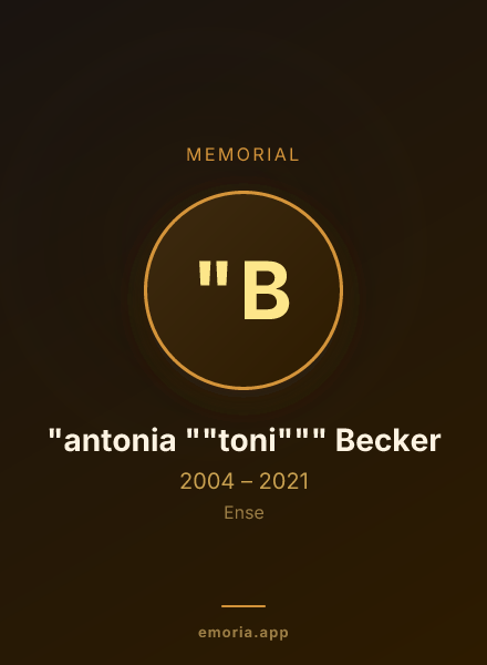 Memorial portrait of "antonia ""toni""" Becker