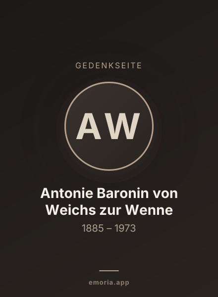 Gedenkportrait von Antonie Baronin von Weichs zur Wenne
