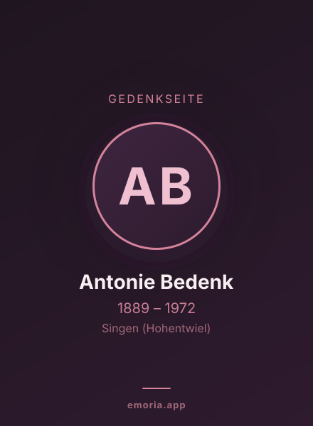 Gedenkportrait von Antonie Bedenk