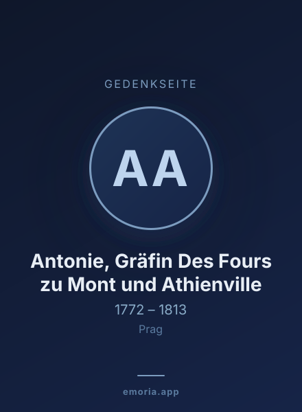 Gedenkportrait von Antonie, Gräfin Des Fours zu Mont und Athienville