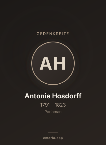 Gedenkportrait von Antonie Hosdorff