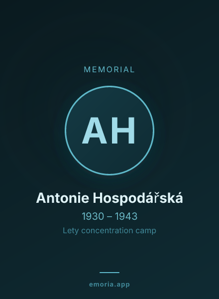 Memorial portrait of Antonie Hospodářská