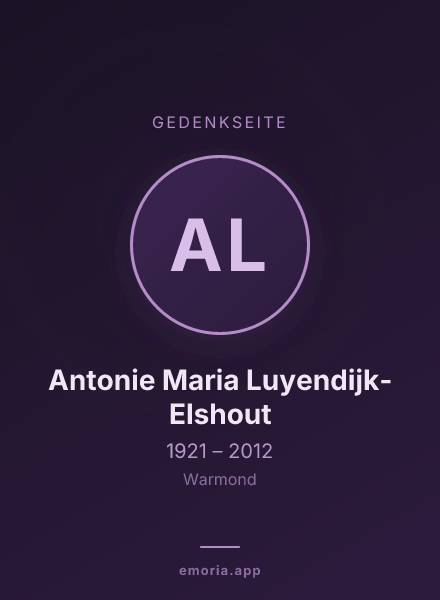 Gedenkportrait von Antonie Maria Luyendijk-Elshout