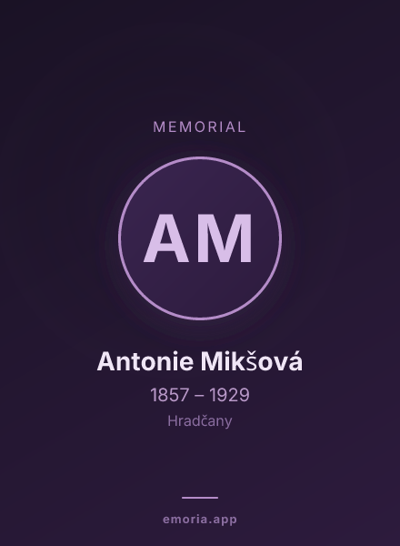 Memorial portrait of Antonie Mikšová