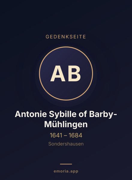 Gedenkportrait von Antonie Sybille of Barby-Mühlingen