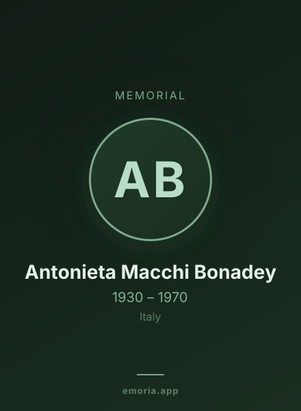Memorial portrait of Antonieta Macchi Bonadey
