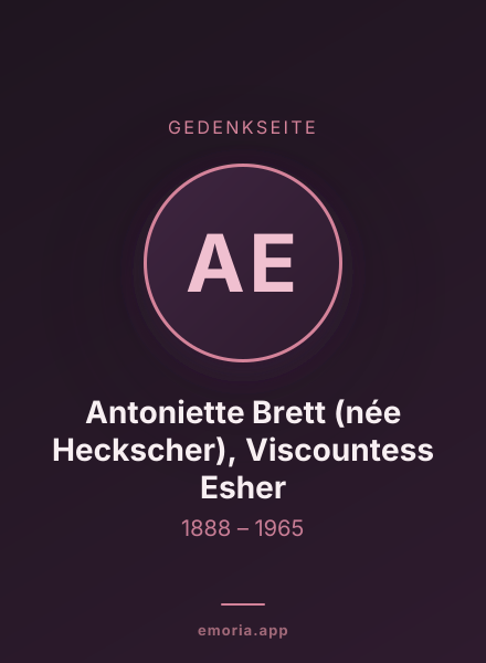 Gedenkportrait von Antoniette Brett (née Heckscher), Viscountess Esher