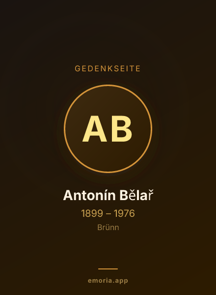 Gedenkportrait von Antonín Bělař