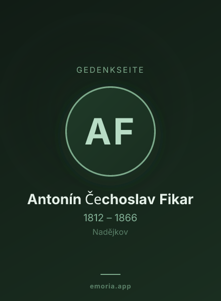 Gedenkportrait von Antonín Čechoslav Fikar