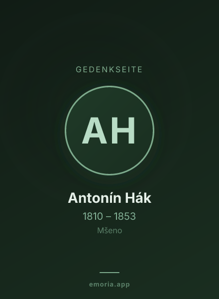 Gedenkportrait von Antonín Hák