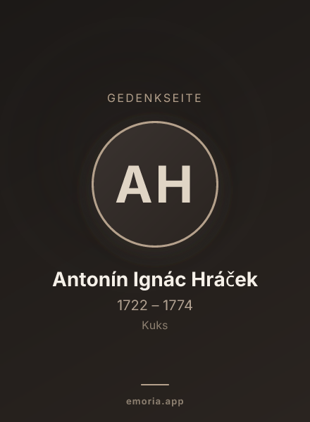 Gedenkportrait von Antonín Ignác Hráček