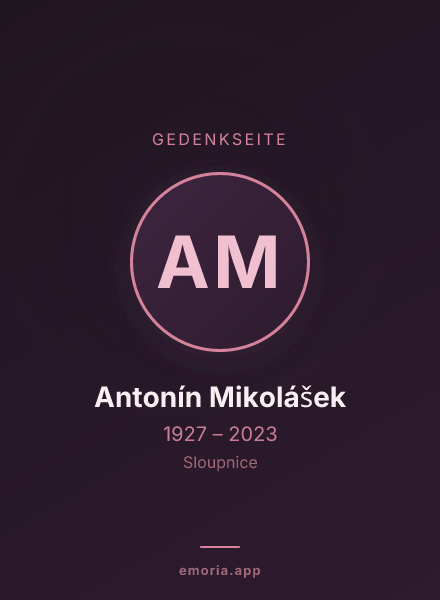Gedenkportrait von Antonín Mikolášek