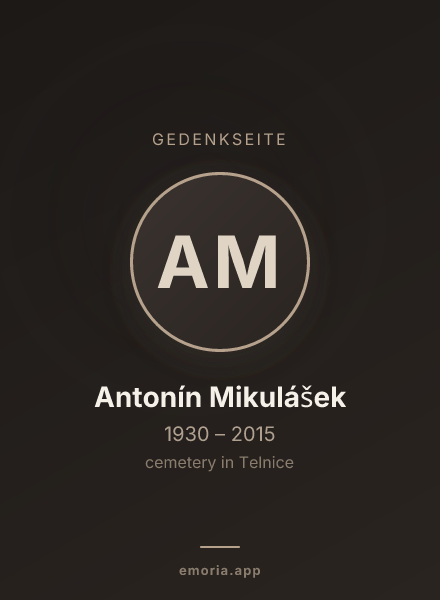 Gedenkportrait von Antonín Mikulášek