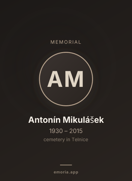 Memorial portrait of Antonín Mikulášek