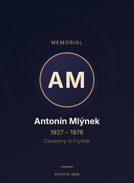 Memorial portrait of Antonín Mlýnek