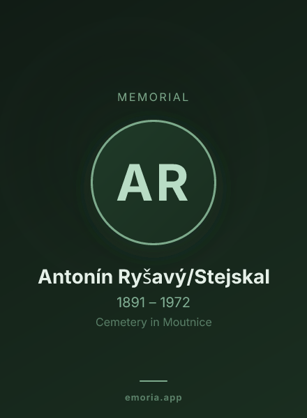 Memorial portrait of Antonín Ryšavý/Stejskal