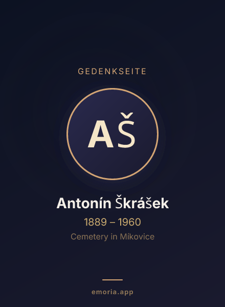 Gedenkportrait von Antonín Škrášek