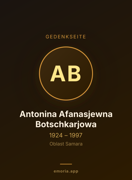 Gedenkportrait von Antonina Afanasjewna Botschkarjowa