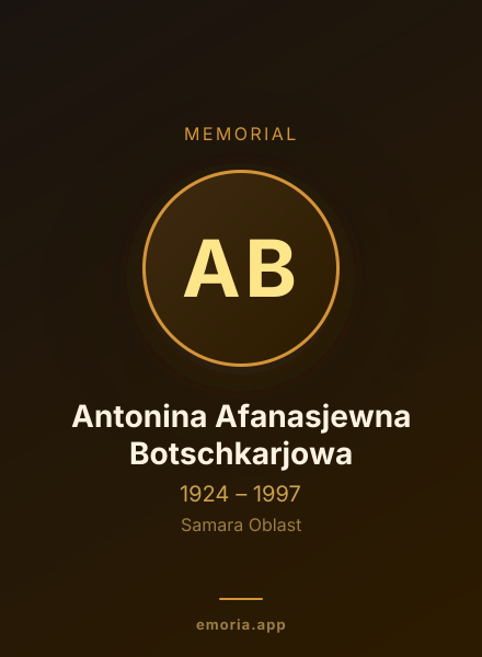 Memorial portrait of Antonina Afanasjewna Botschkarjowa