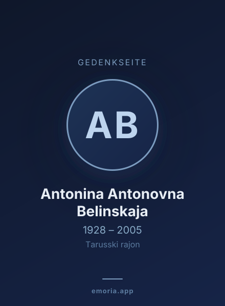 Gedenkportrait von Antonina Antonovna Belinskaja