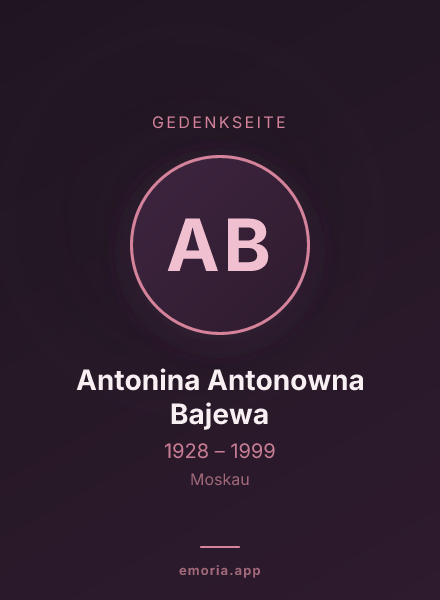 Gedenkportrait von Antonina Antonowna Bajewa