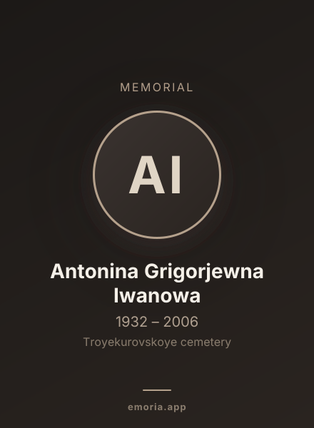 Memorial portrait of Antonina Grigorjewna Iwanowa