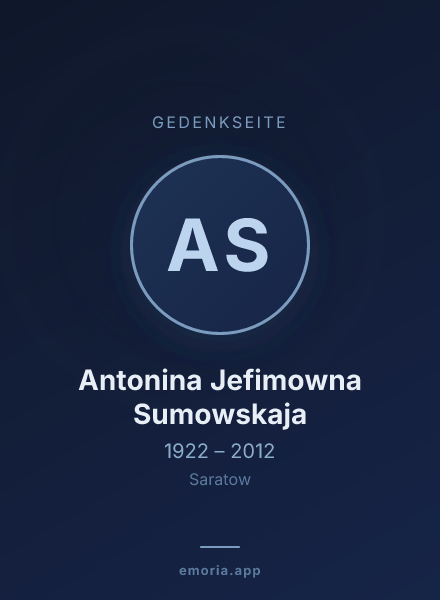 Gedenkportrait von Antonina Jefimowna Sumowskaja