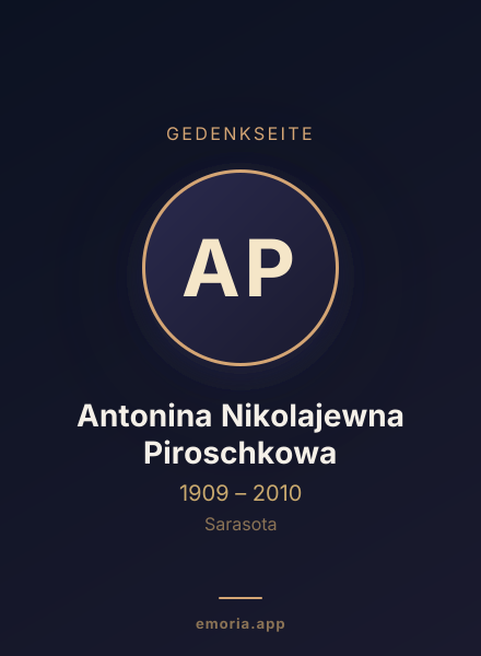 Gedenkportrait von Antonina Nikolajewna Piroschkowa