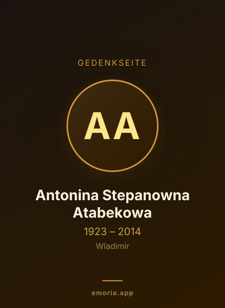 Gedenkportrait von Antonina Stepanowna Atabekowa