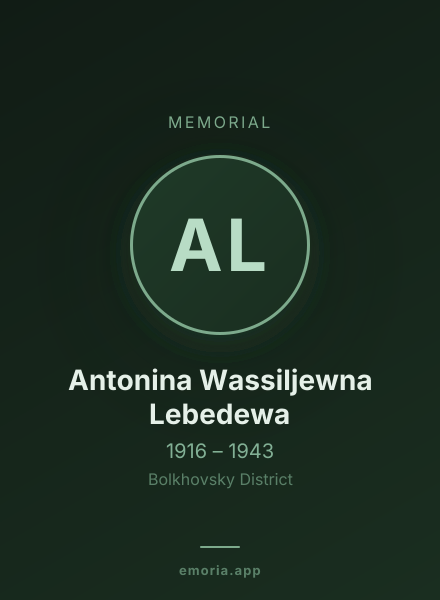 Memorial portrait of Antonina Wassiljewna Lebedewa