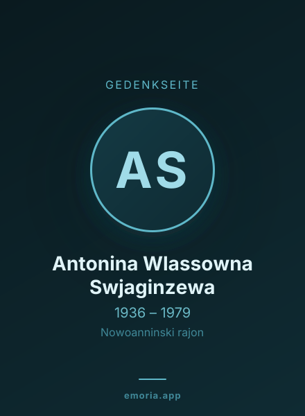 Gedenkportrait von Antonina Wlassowna Swjaginzewa