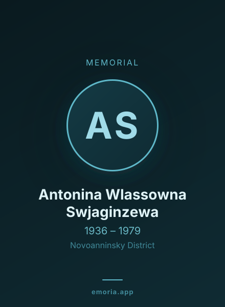 Memorial portrait of Antonina Wlassowna Swjaginzewa