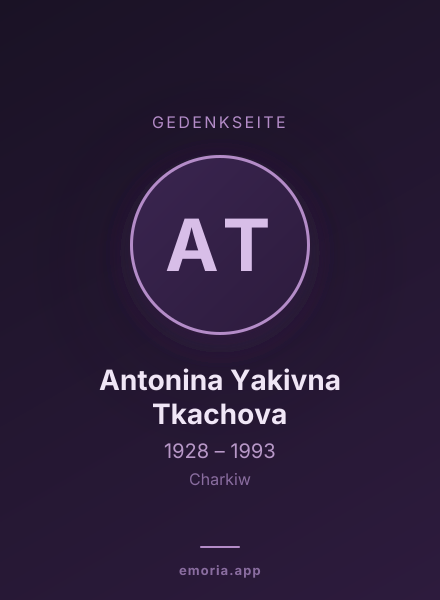 Gedenkportrait von Antonina Yakivna Tkachova