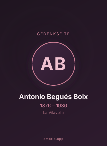 Gedenkportrait von Antonio Begués Boix