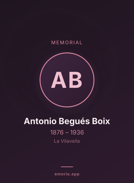 Memorial portrait of Antonio Begués Boix