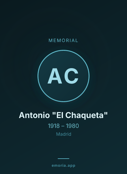 Memorial portrait of Antonio "El Chaqueta"