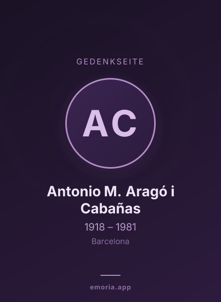 Gedenkportrait von Antonio M. Aragó i Cabañas
