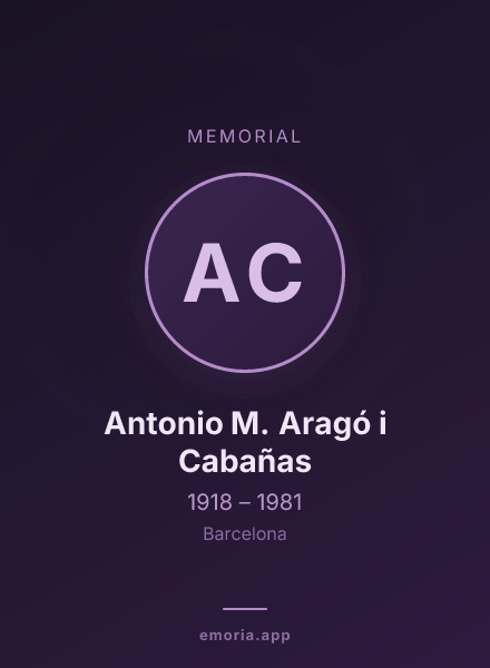 Memorial portrait of Antonio M. Aragó i Cabañas