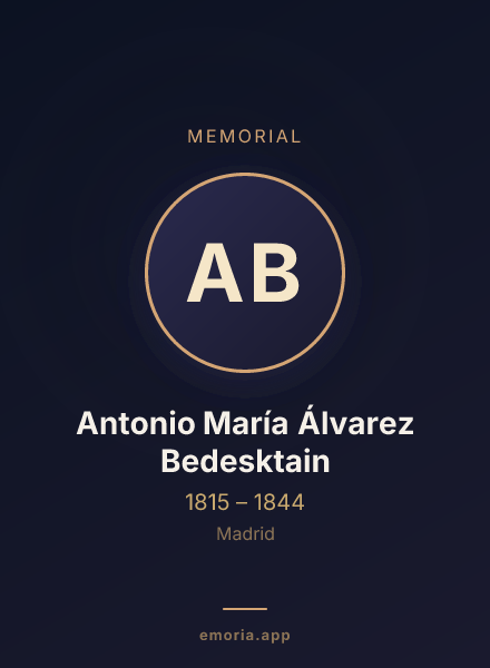 Memorial portrait of Antonio María Álvarez Bedesktain