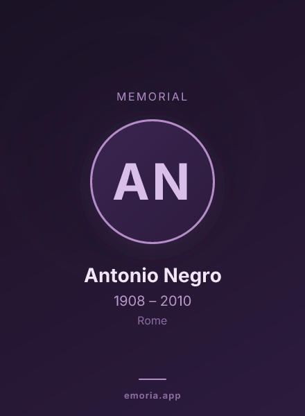 Memorial portrait of Antonio Negro