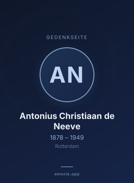 Gedenkportrait von Antonius Christiaan de Neeve