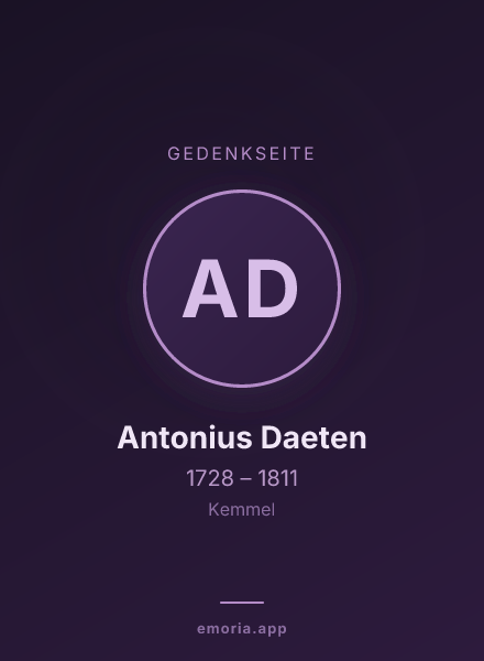 Gedenkportrait von Antonius Daeten