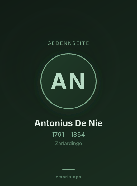 Gedenkportrait von Antonius De Nie