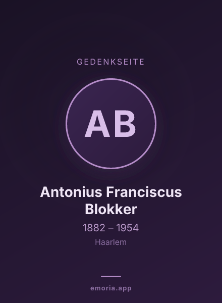 Gedenkportrait von Antonius Franciscus Blokker