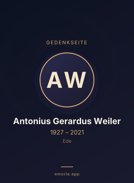 Gedenkportrait von Antonius Gerardus Weiler