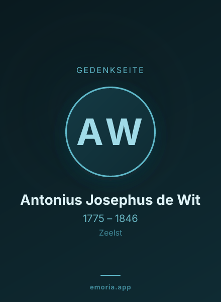 Gedenkportrait von Antonius Josephus de Wit