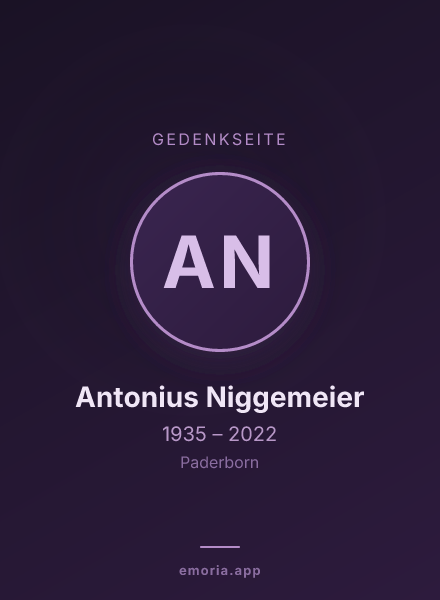 Gedenkportrait von Antonius Niggemeier