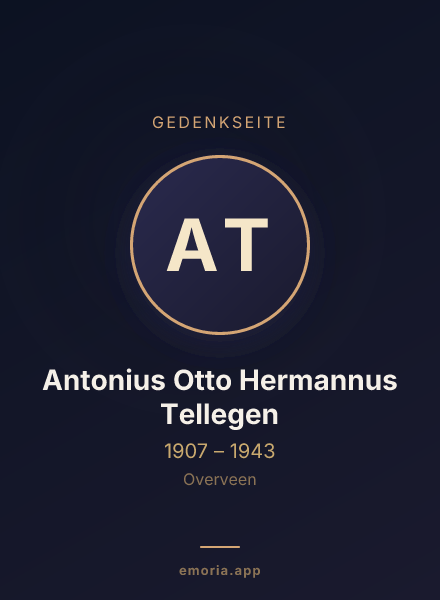 Gedenkportrait von Antonius Otto Hermannus Tellegen