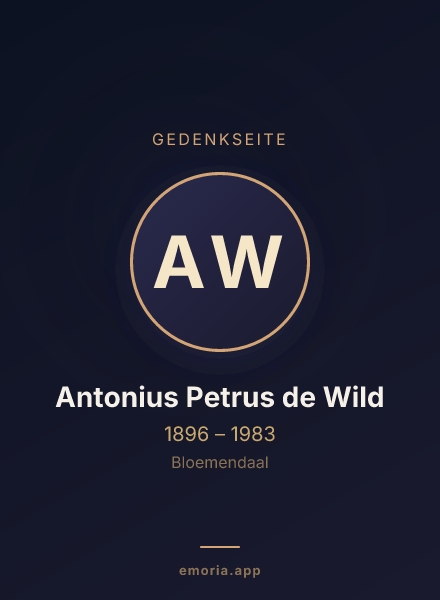 Gedenkportrait von Antonius Petrus de Wild