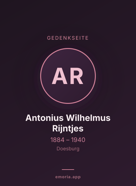 Gedenkportrait von Antonius Wilhelmus Rijntjes